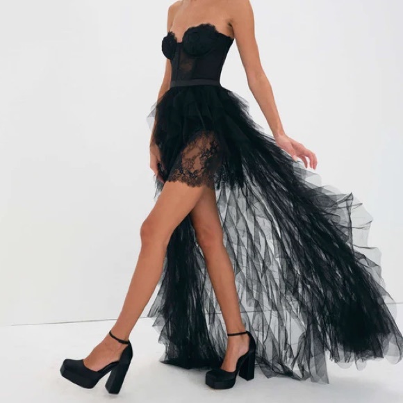For Love and Lemons x Revolve Bustier Gown - Black Lace - Size L - Picture 2 of 5